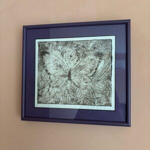 Original Butterfly Etching Artwork Framed